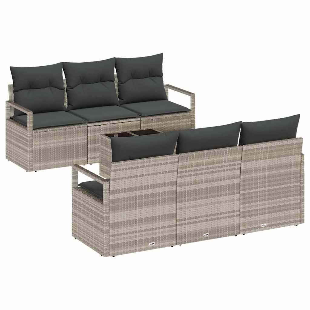 Garten-Sofa-Set mit Kissen 7 pcs Hellgrau und Dunkelgrau